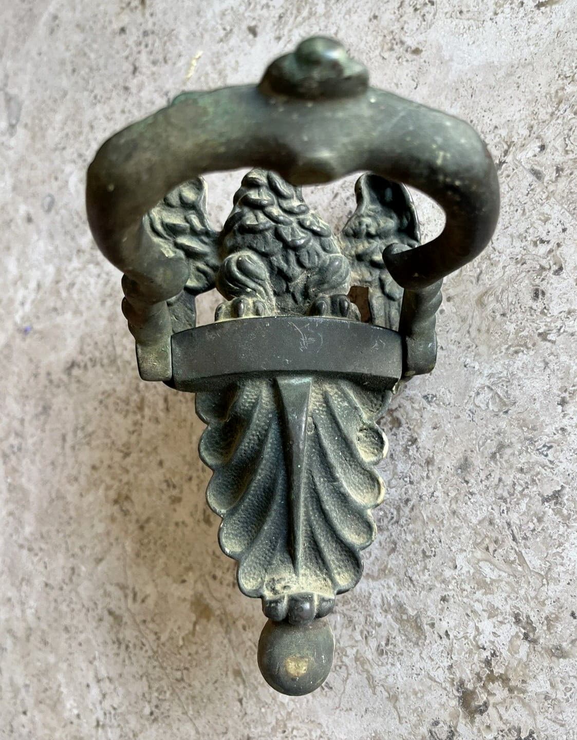 8" inch ANTIQUE dated 1914 AMERICAN EAGLE ARCHITECTURAL SALVAGE DOORKNOCKER 6