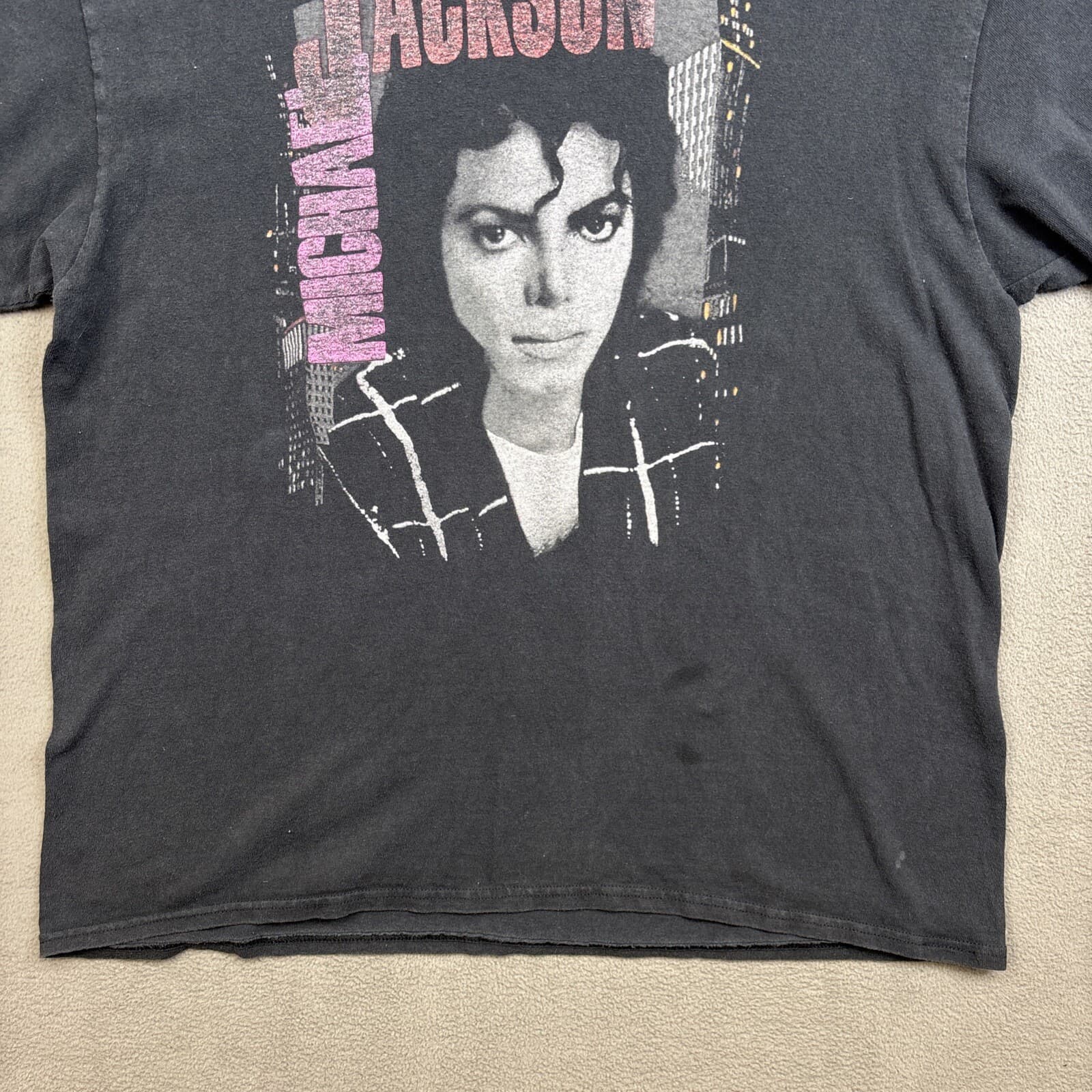 Junk Food Michael Jackson Bad Tour '88 Short Sleeve Top Gray Shirt Size M 6