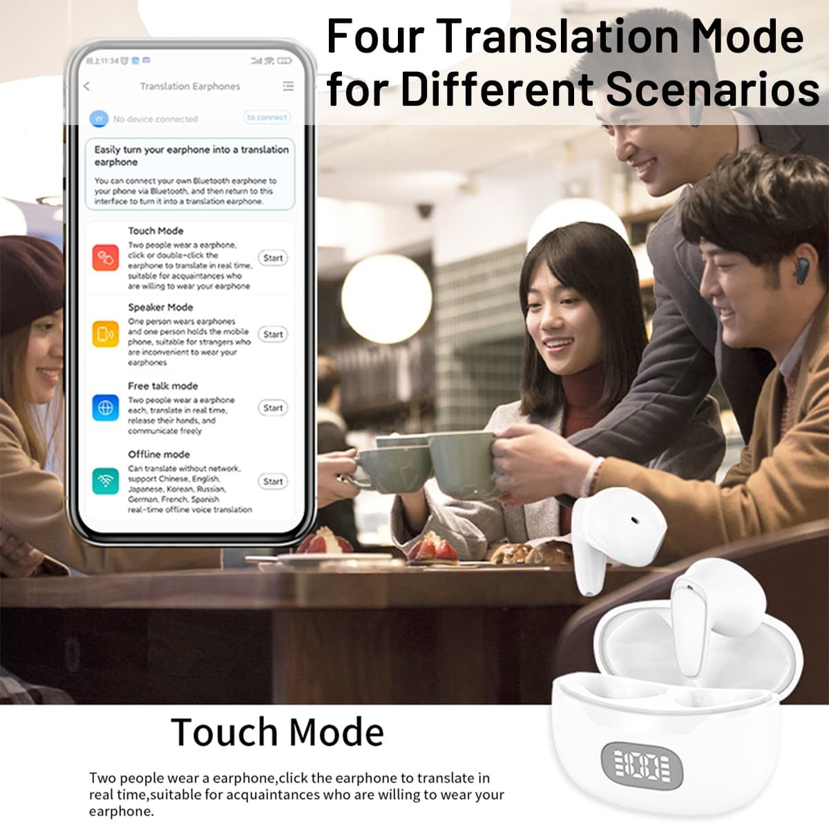 144+ Languages Bluetooth Translator Earbuds Real Time Online/Offline Translation 2