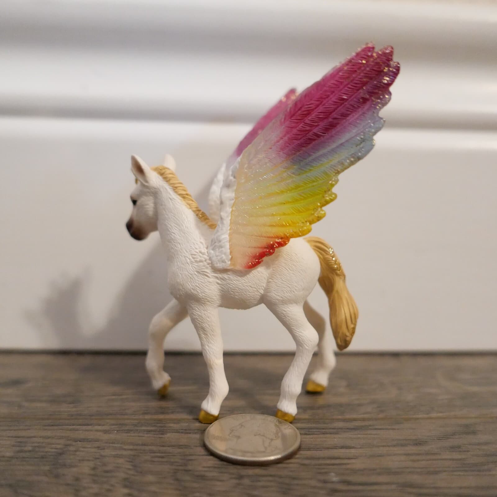 Schleich Pegasus Unicorn Figure 2013 Winged Rainbow Horse Figure 4" 2