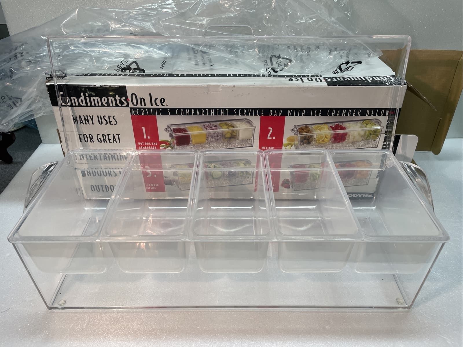 Bar Top Condiment Server Keeps Condiments Cold w/ ice 5 Removable Compartments 4