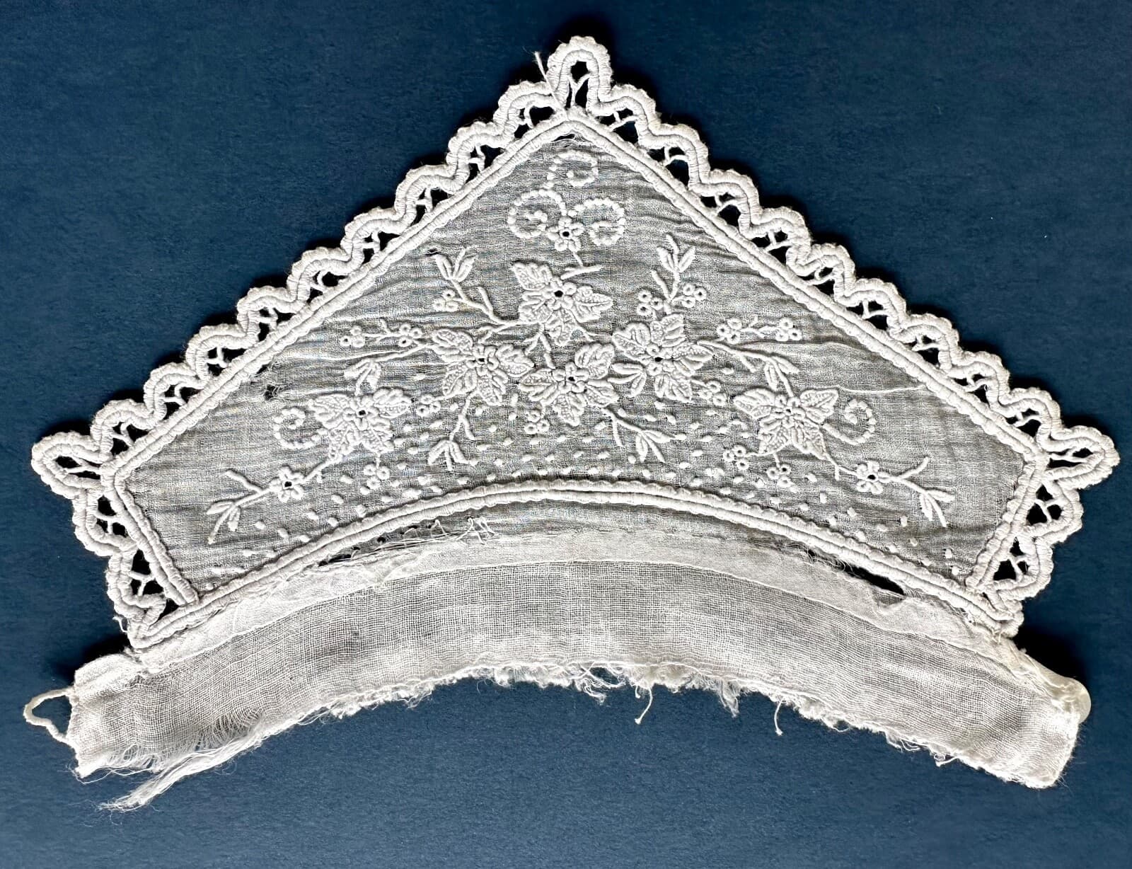 Antique Cuff Whitework Needle Lace Hand Embroidery Muslin Handmade 2