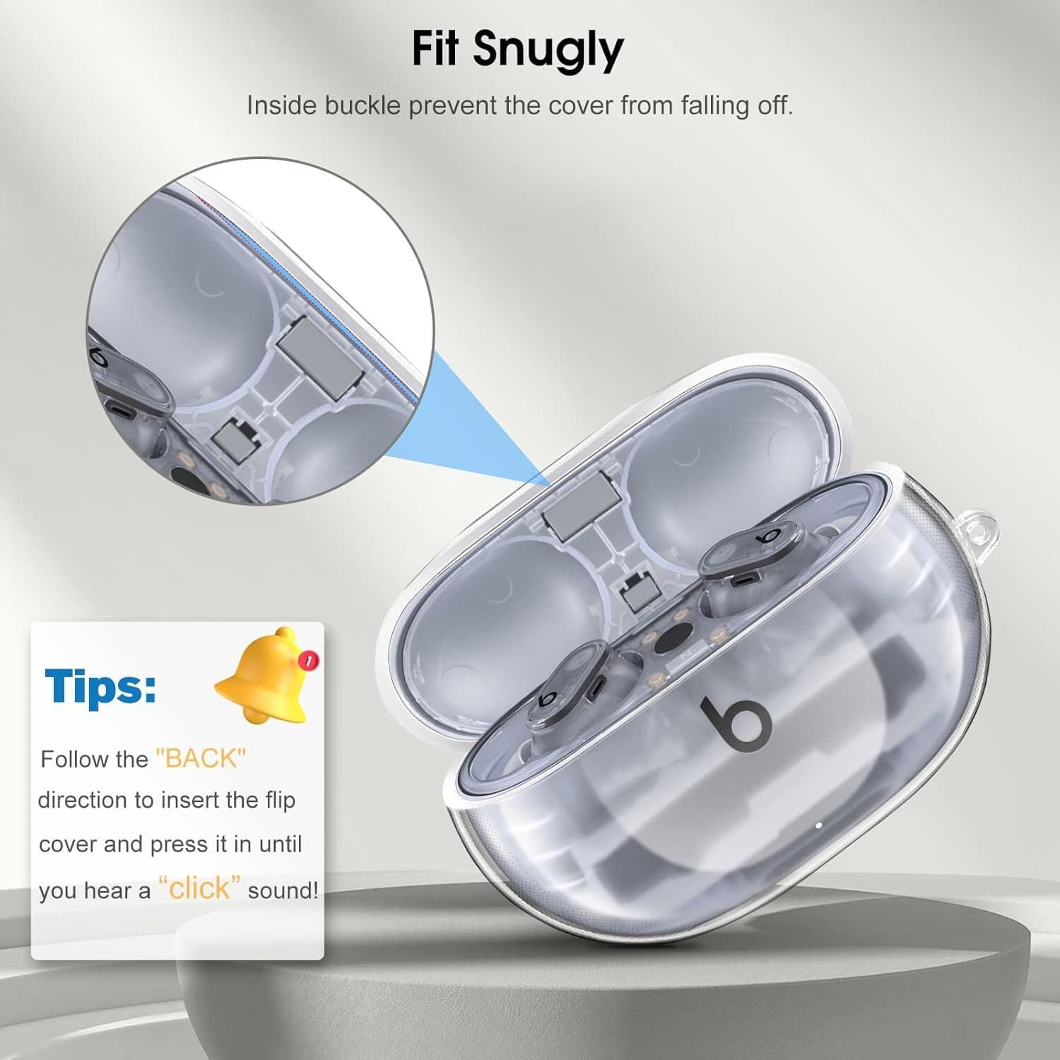 Clear Case for New Beats Studio Buds + 2023 Shockproof Earbuds Protective Cover 6