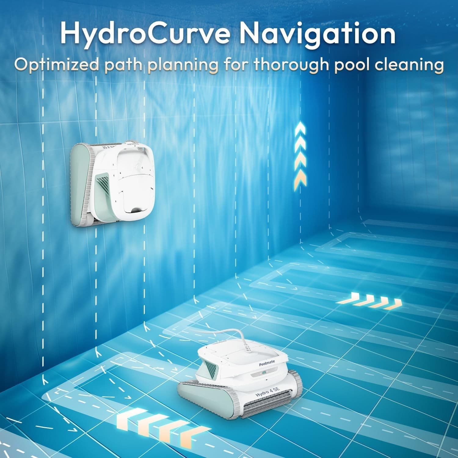 Hydro 4SE Robotic Pool Cleaner, Wired Automatic Vacuum with Wall & Waterline 5