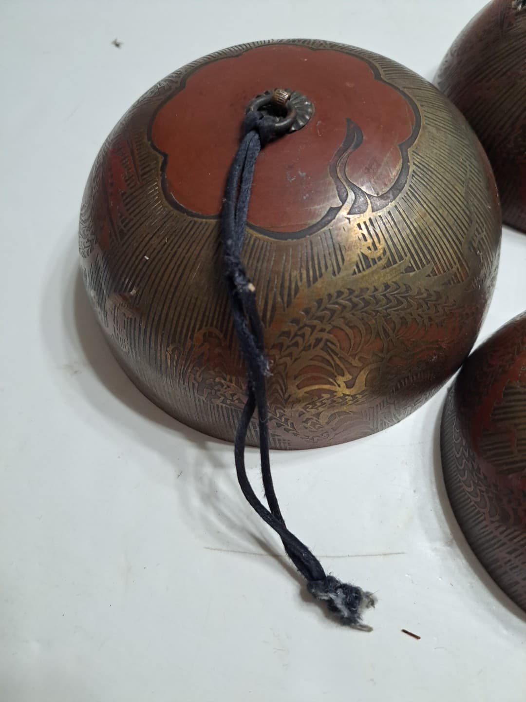 20th Century Chinese Brass Four Tier Cascading Temple Bell with Dragon... 2