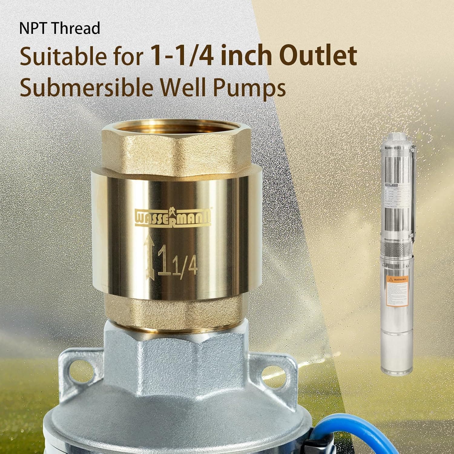 1-1/4" Brass Check Valve 1.25“ NPT Water Check Valve for Submersible Well Pump 1 3