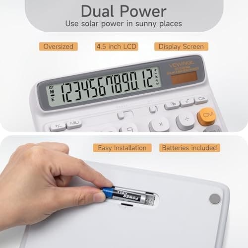  Desktop Calculator, 12-DigitargeCD Display, Big Computer-Style Keys, L Gray 4