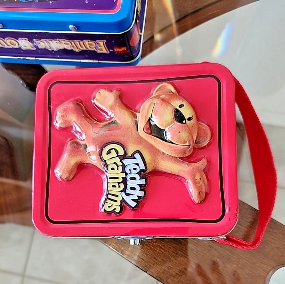 Three Mini  Metal Lunch Boxes Fantastic Four, Teddy Grahams, Alley Oop Free Ship 3