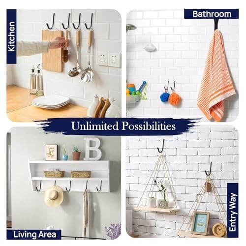  Single Prong Wrought Iron Hooks, Vintage Hand Forged Iron Classic Set Of 5 5