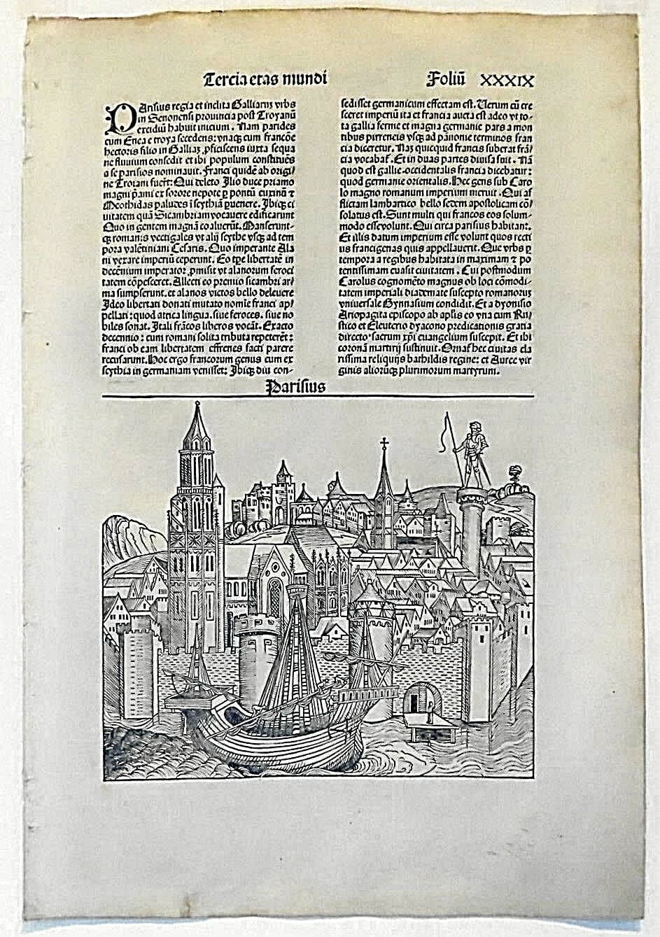 1493 NUREMBERG CHRONICLE PARIS LEAF HARTMANN SCHEDEL 1ST EDITION INCUNABLE BOAT 2