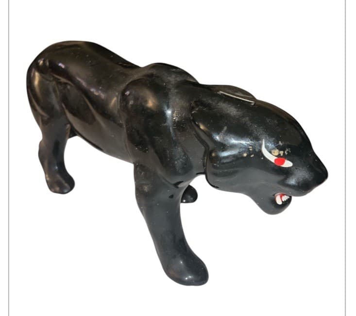 Vintage Black Panther Ceramic Coin Bank Figurine – Mid Century Retro Jungle Cat 2