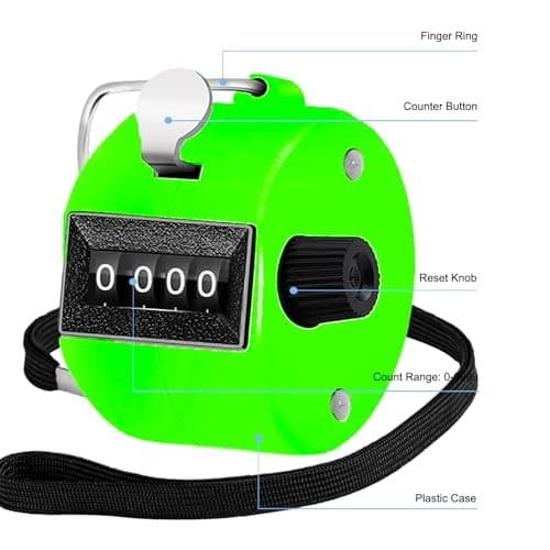 Clicker Counter Handheld Tally Counter 4-Digit Number Counter, 2 Black Green 5