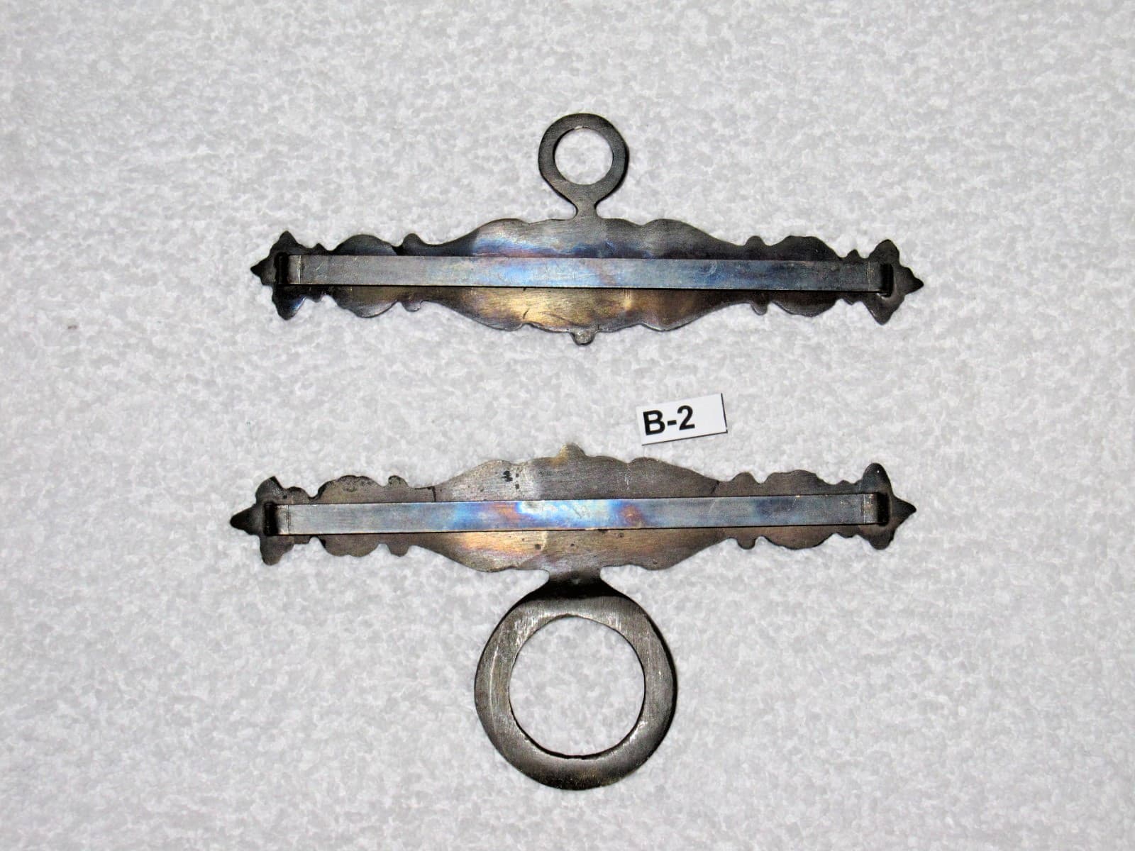 B-2  Antique Ornate Brass Bell Pull Hardware 5 1/2" 140mm  2 pc Hanger Set  3