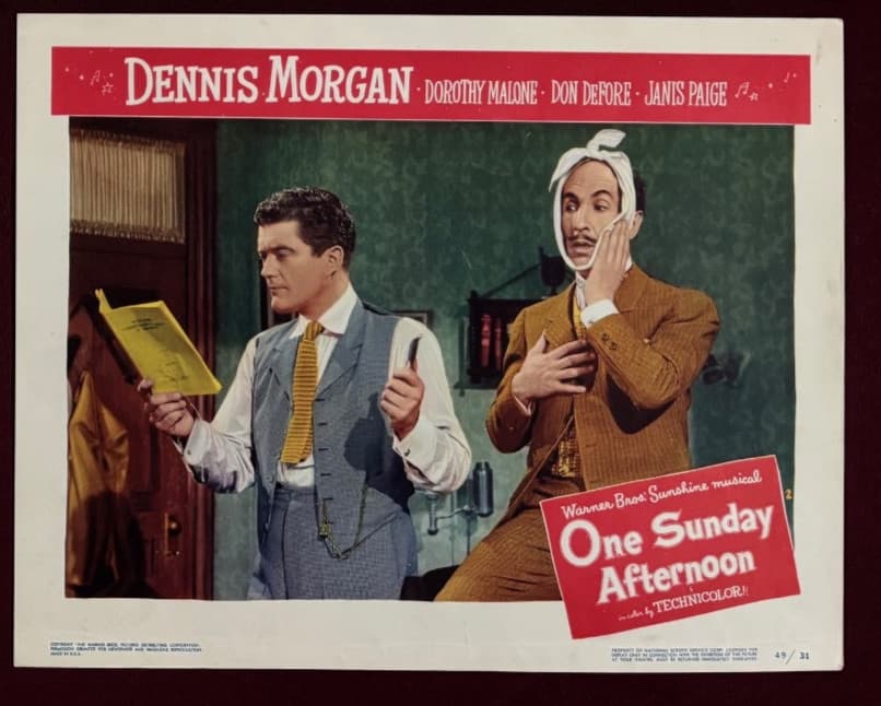 ONE SUNDAY AFTERNOON LOBBY CARDS (2) 1949 DENNIS MORGAN DOROTHY MALONE 3