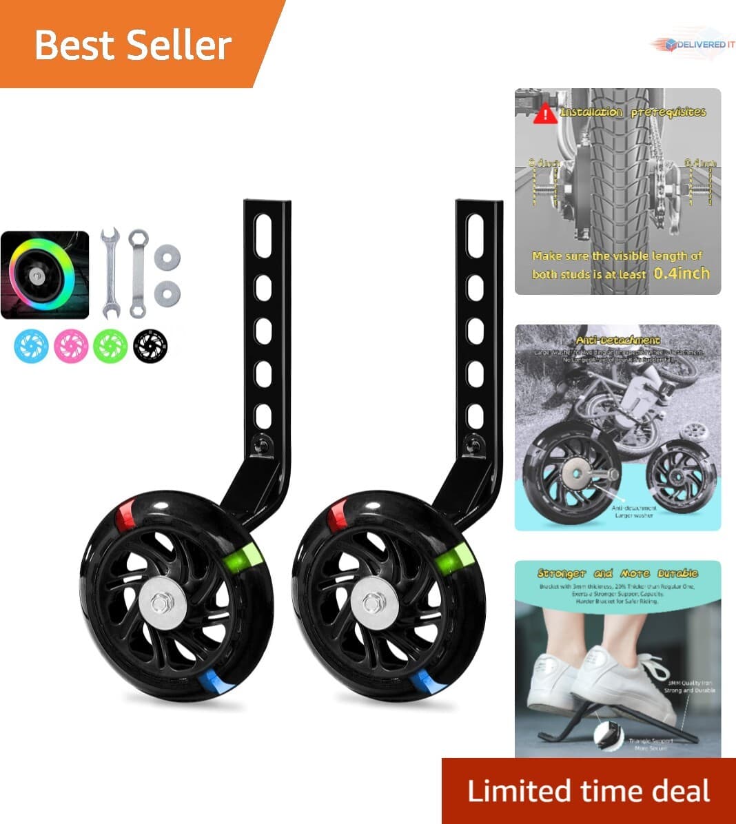 Bicycle Training Wheels Heavy Duty for 14-20 Inch Kids Bike Safe Durable