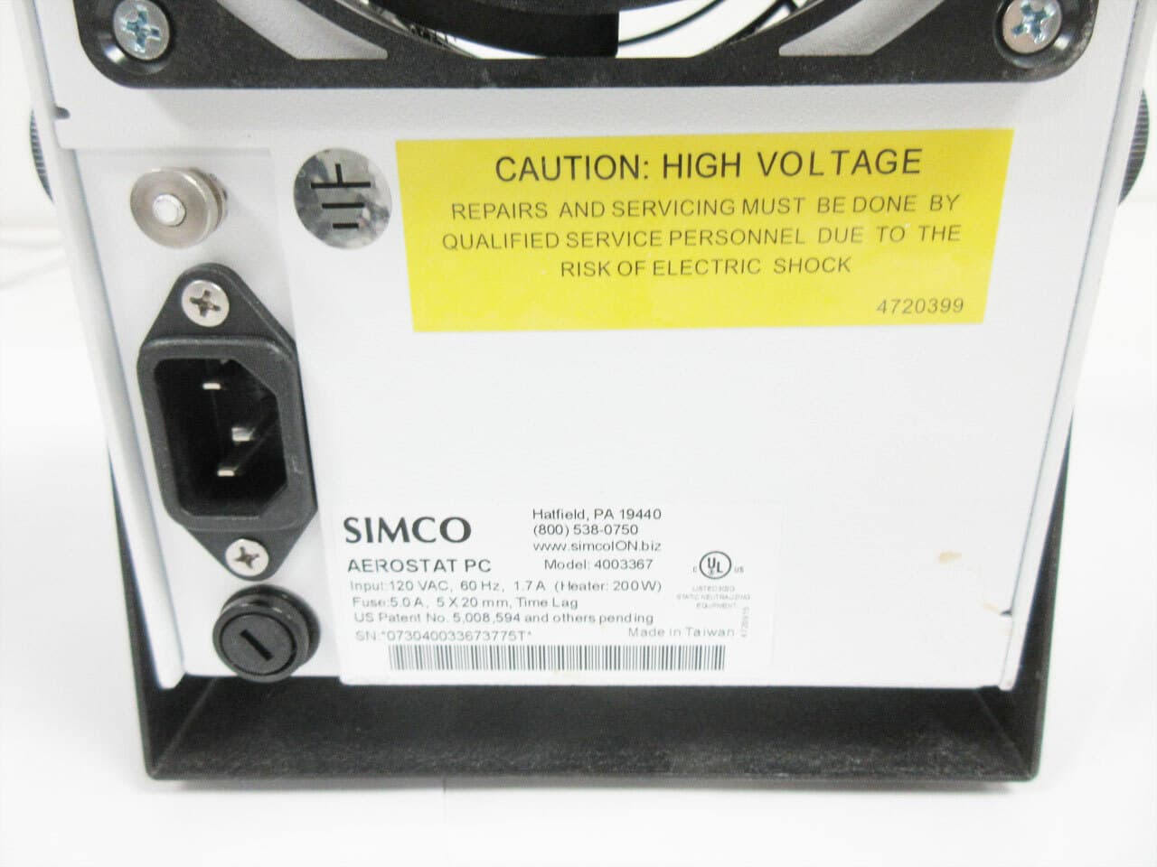 SIMCO 4003367 AEROSTAT PC IONIZER AIR BLOWER - PARTS 5