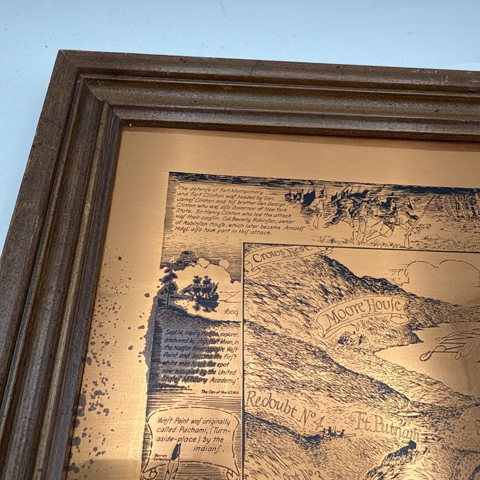 Vintage Coppercraft Copper Etching Map 1778 – 1780 West Point – Framed Art 6