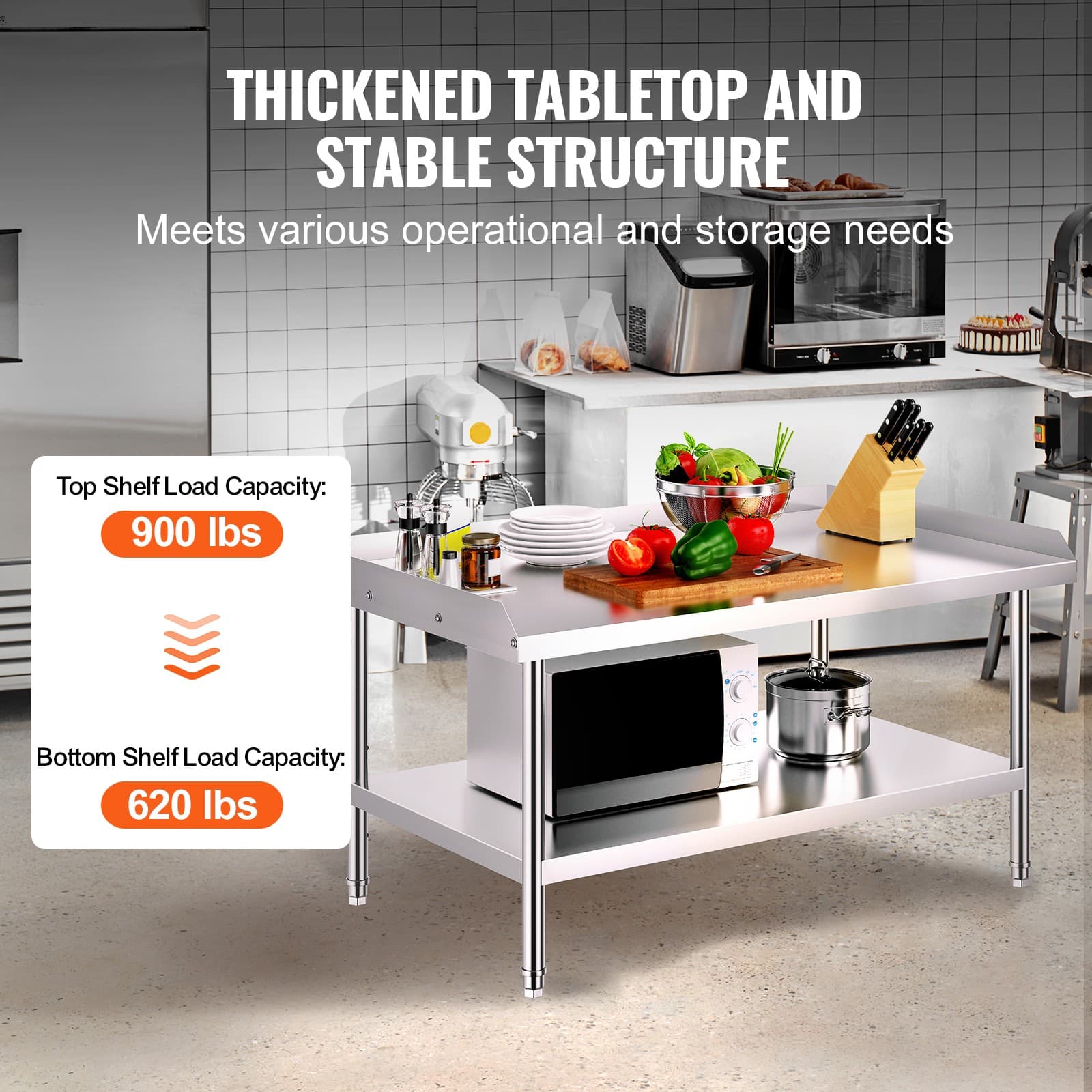 Uimoso Stainless Steel Work Table 30"x48" for Commercial Kitchen and Food Prep 3