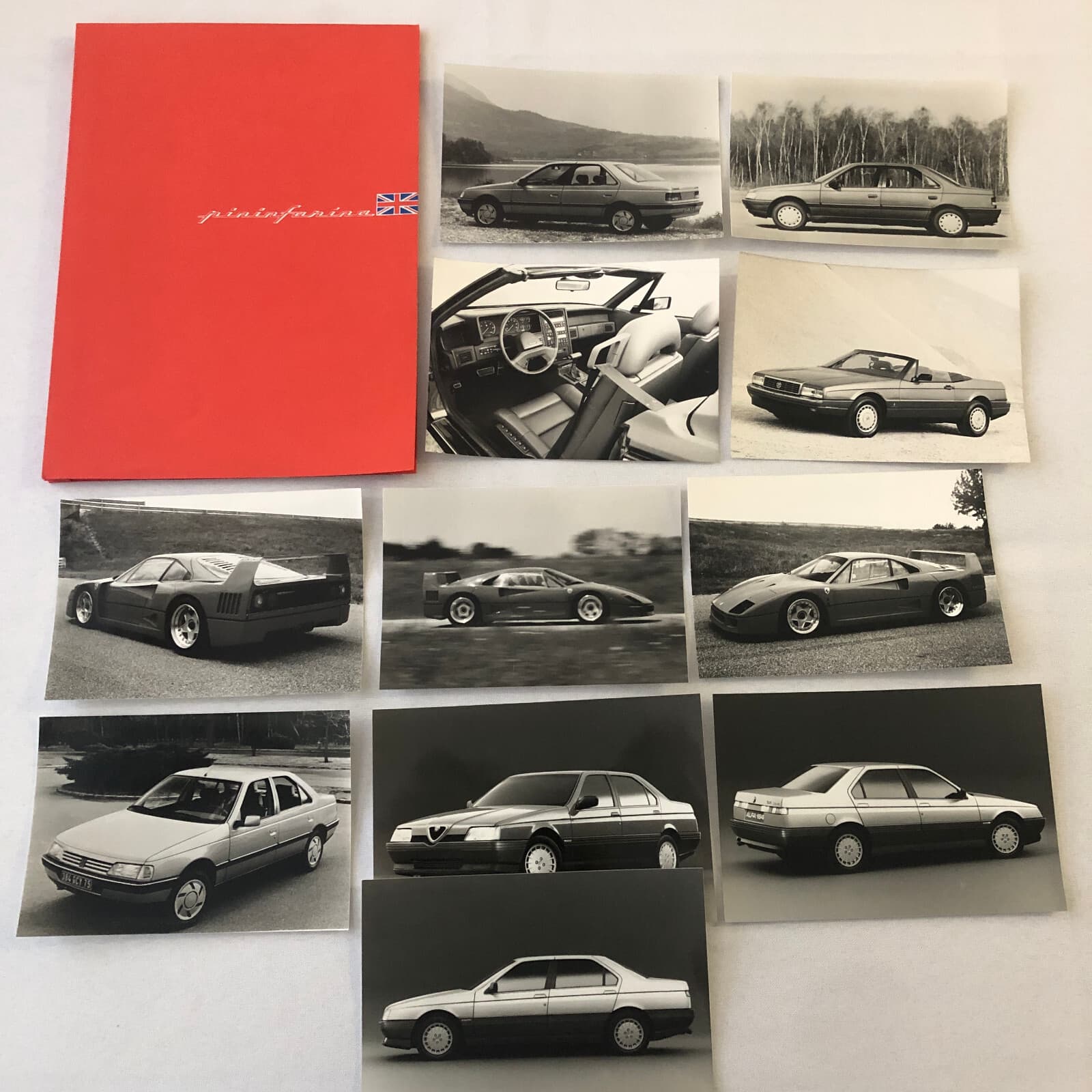 1987 Pininfarina Press Kit Ferrari F40 Alfa Romeo 164 Cadillac Allante Peugeot