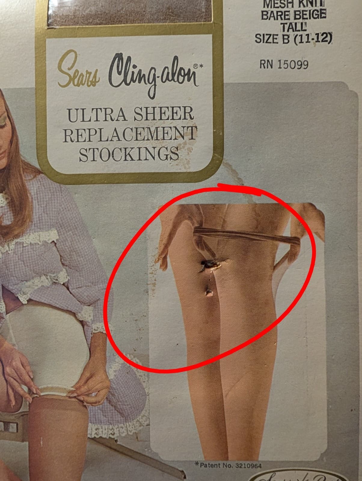 Sears Ultra Sheer Replacement Nylon Stockings 3pr Bare Beige size B (11-12) Tall 6