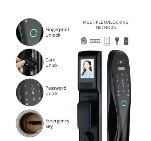 Smart 3D Face Id Door Lock Security Monitor Camera Intelligent Fingerprint 4