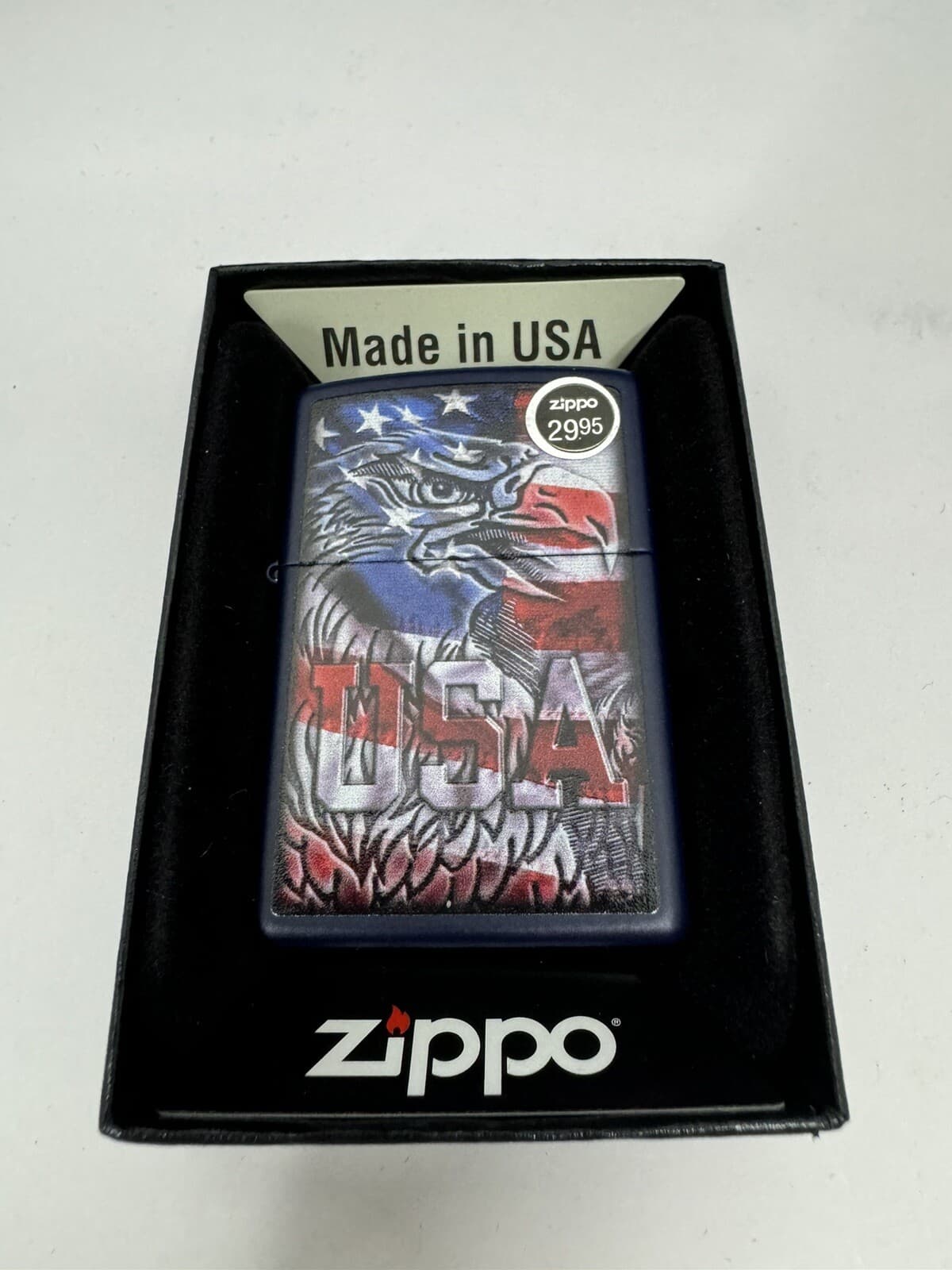 Zippo Americana USA Eagle Flag Pattern Lighter 48189 - Red White Blue - New