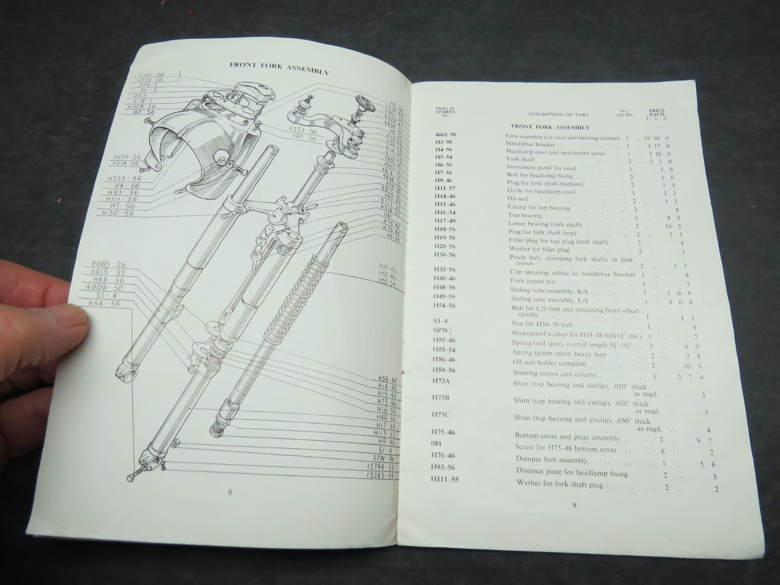 1956-57 Ariel Model 4G Mk.II Motorcycles Supplementary Illustrated Parts Manual 4