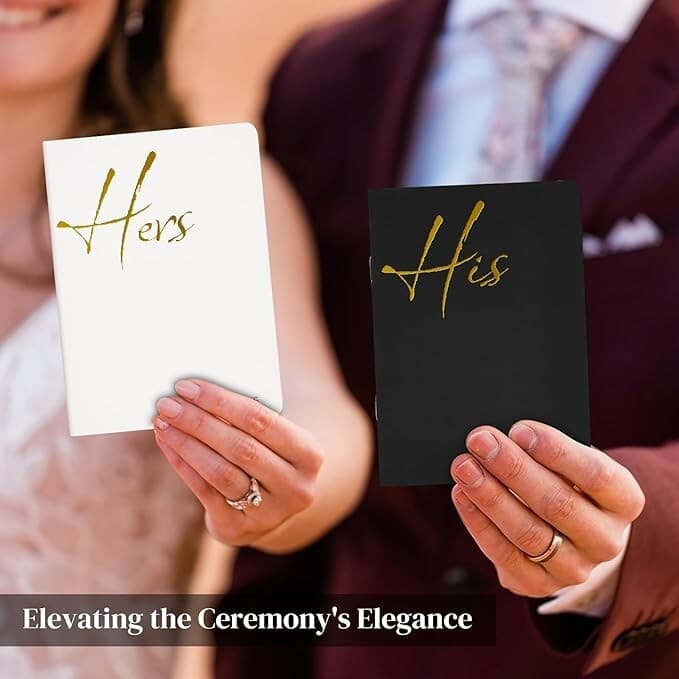 Wedding Vow Book - Vow Books His and Hers 5.5"×4" Set of 2 Black and White /Gold 6