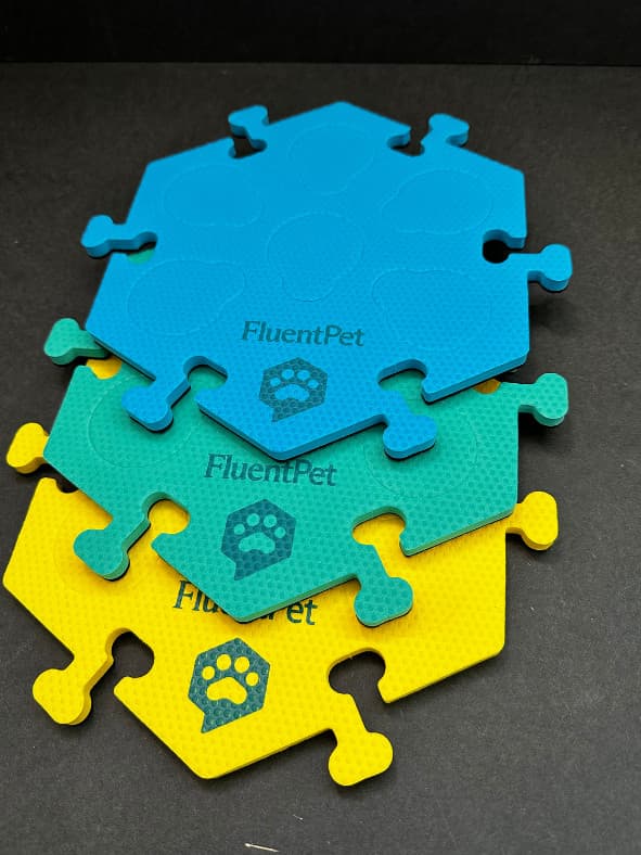 FluentPet HexTiles 3-Pack – Blue Yellow Green – Button Mats Only – Used 3