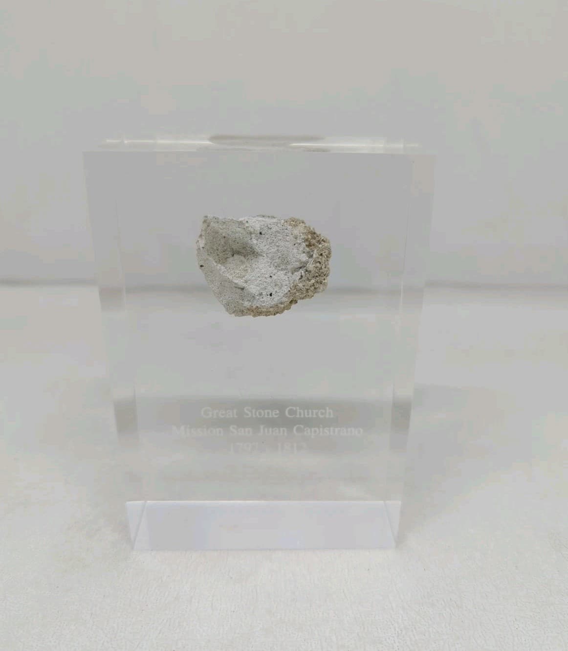 Rare Remnant of Great Stone Church Mission San Juan Capistrano Encased In Lucite 3