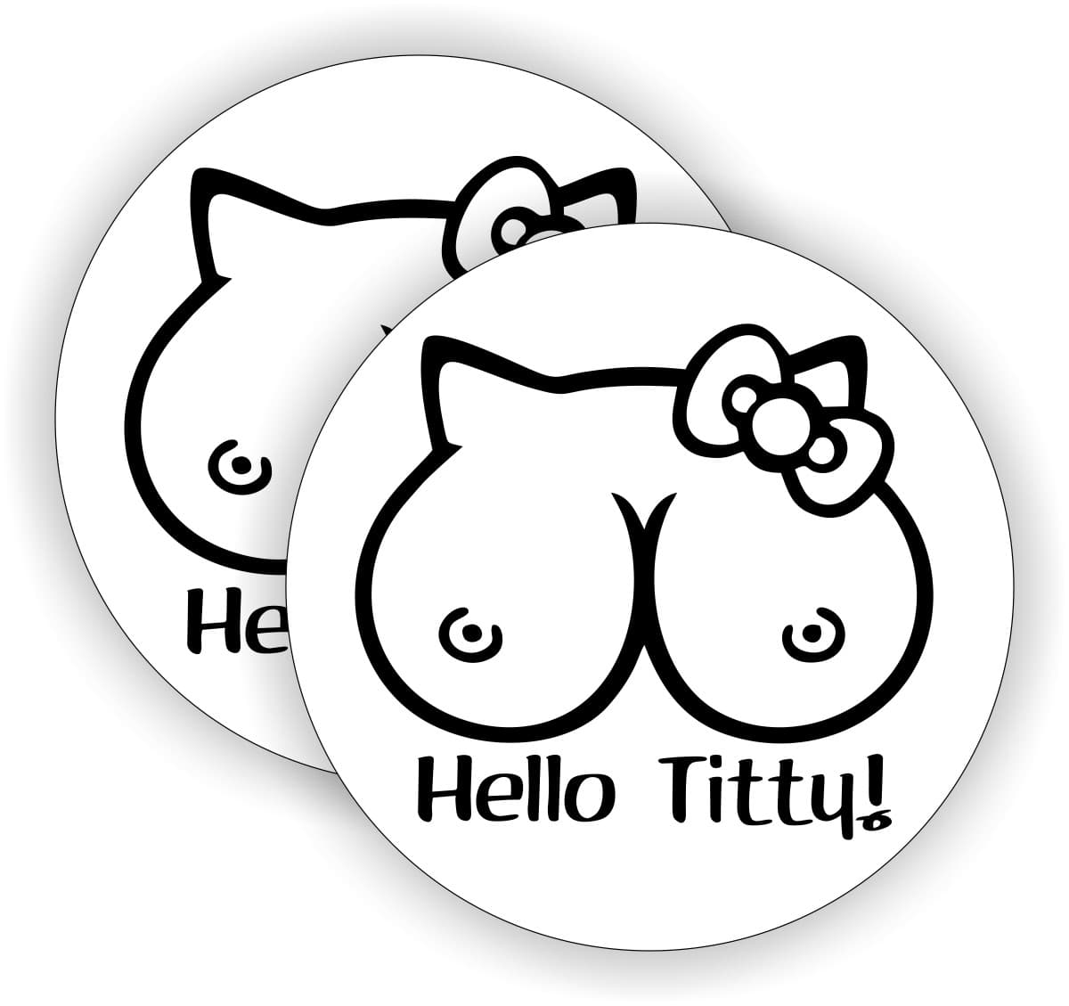 (2) HELLO TITTY Funny Hard Hat Stickers Sexy Welding Helmet Decals Motorcycle