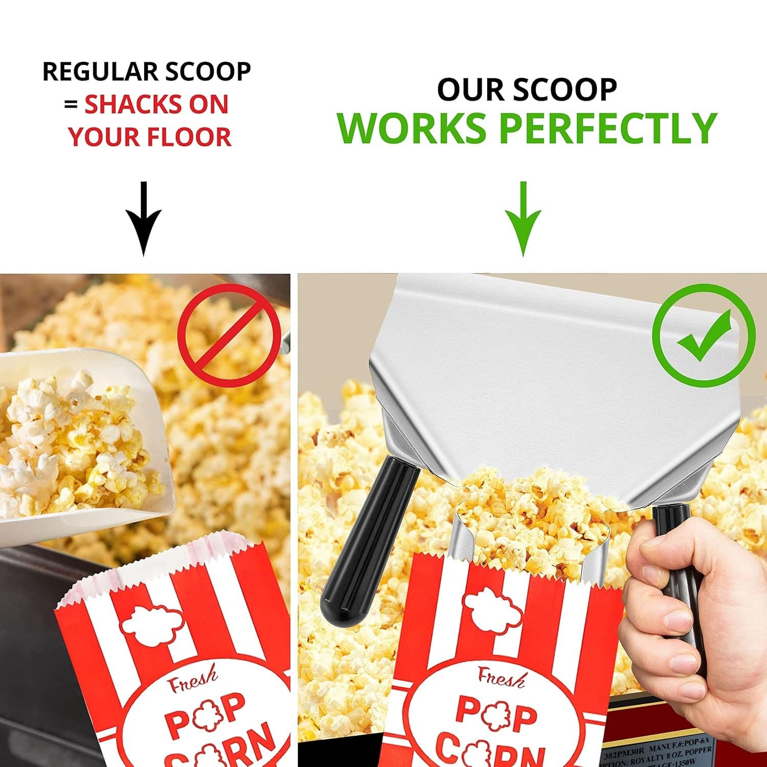 CUSINIUM Double Handle Popcorn Scoop and Dredge Bundle - Metal Popcorn...  4