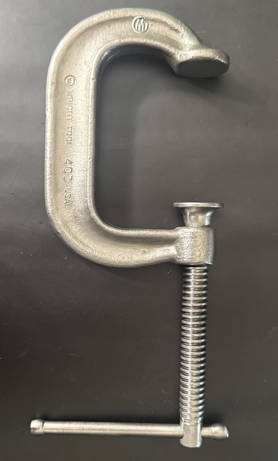 RARE VINTAGE 3” WRIGHT TOOL C-CLAMP 403 HEAVY-DUTY FORGED STEEL MADE IN USA 2