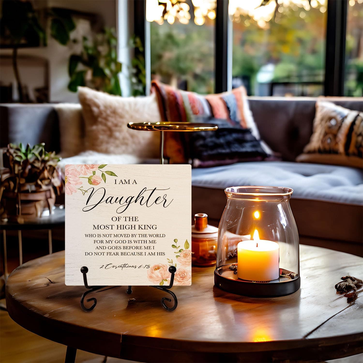 Christian Wooden Desk Sign, I Am a Daughter of the King Bible Verse Religious Wo 6