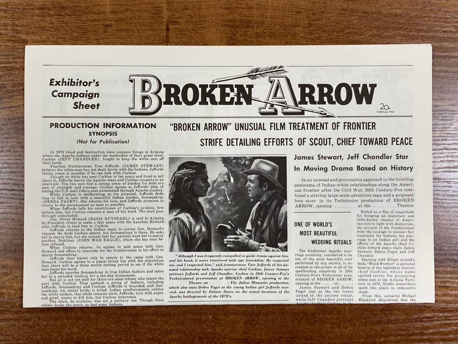 BROKEN ARROW Movie Pressbook James Stewart Jeff Chandler Apache Western R60s 2