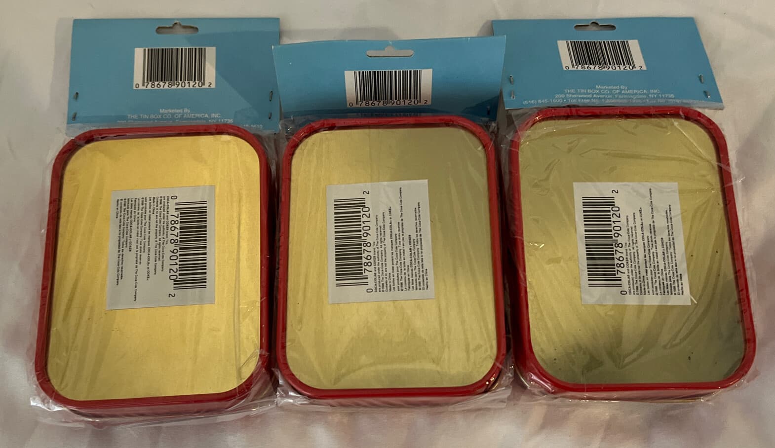 Coca-Cola Coke Polar Bear Crayon Holder Tin Lot 3x New Old Stock! 1996 Bears 6