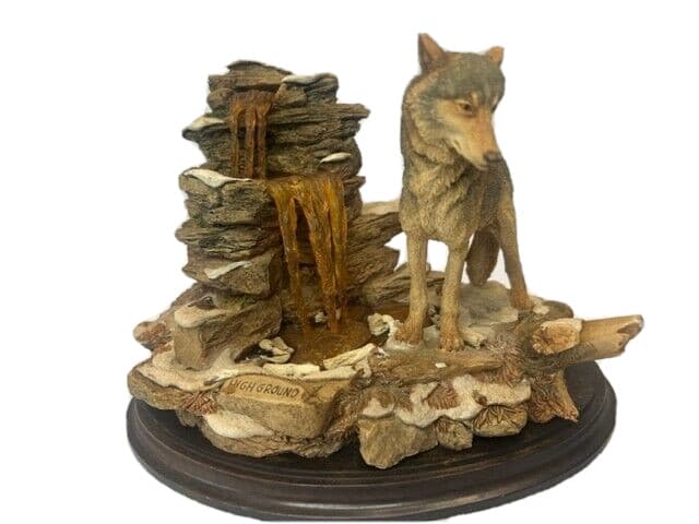 Country Artists High Ground Wolves Figurine w/ Attached base - signed K.Sherwin 2