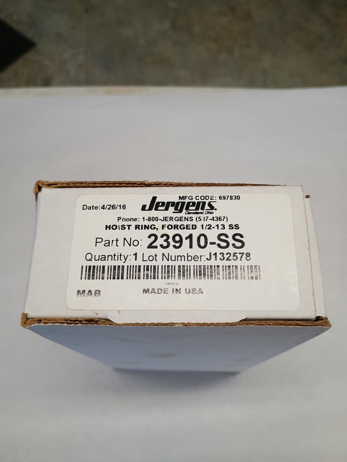 Hoist Ring 2,500 lb Jergens 23910-SS USA 4