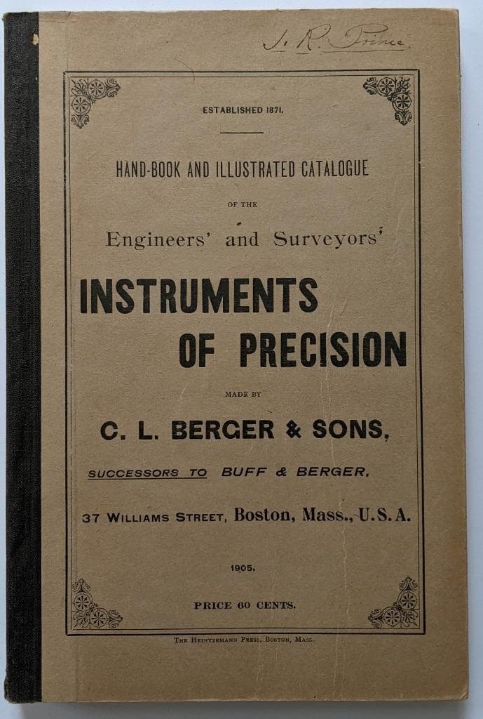 1905 HANDBOOK, ILLUSTRATED CATALOG BERGER ENGINEER s AND SURVEYOR s INSTRUMENT s