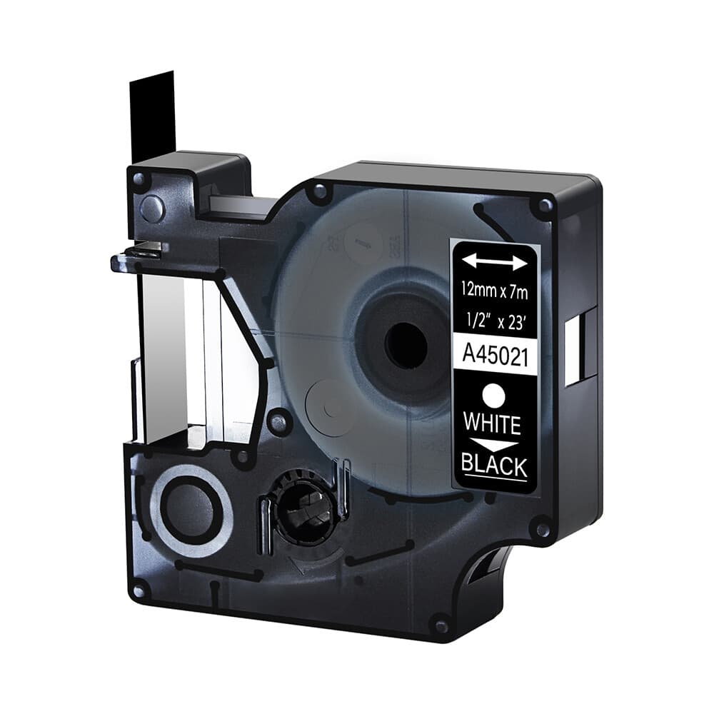 5 Pack 45021 White on Black Label Tape For DYMO D1 LabelManager 1/2" x 23‘ 12mm 5