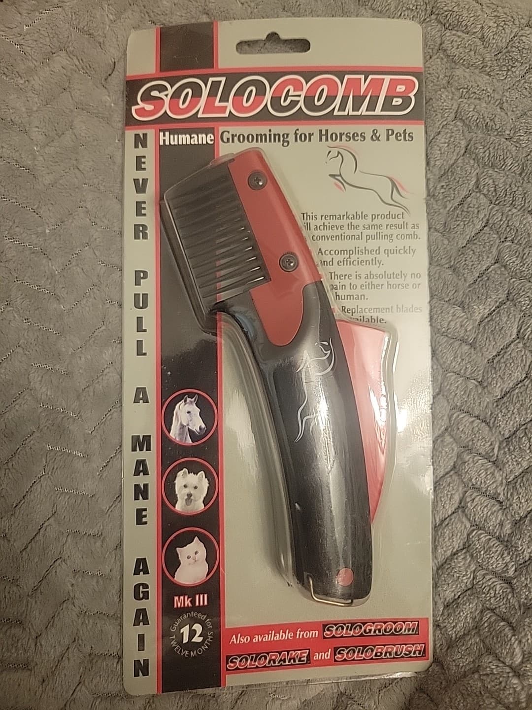 NEW Solocomb Humane Pet Grooming Comb for Horses Dogs & Cat Manes