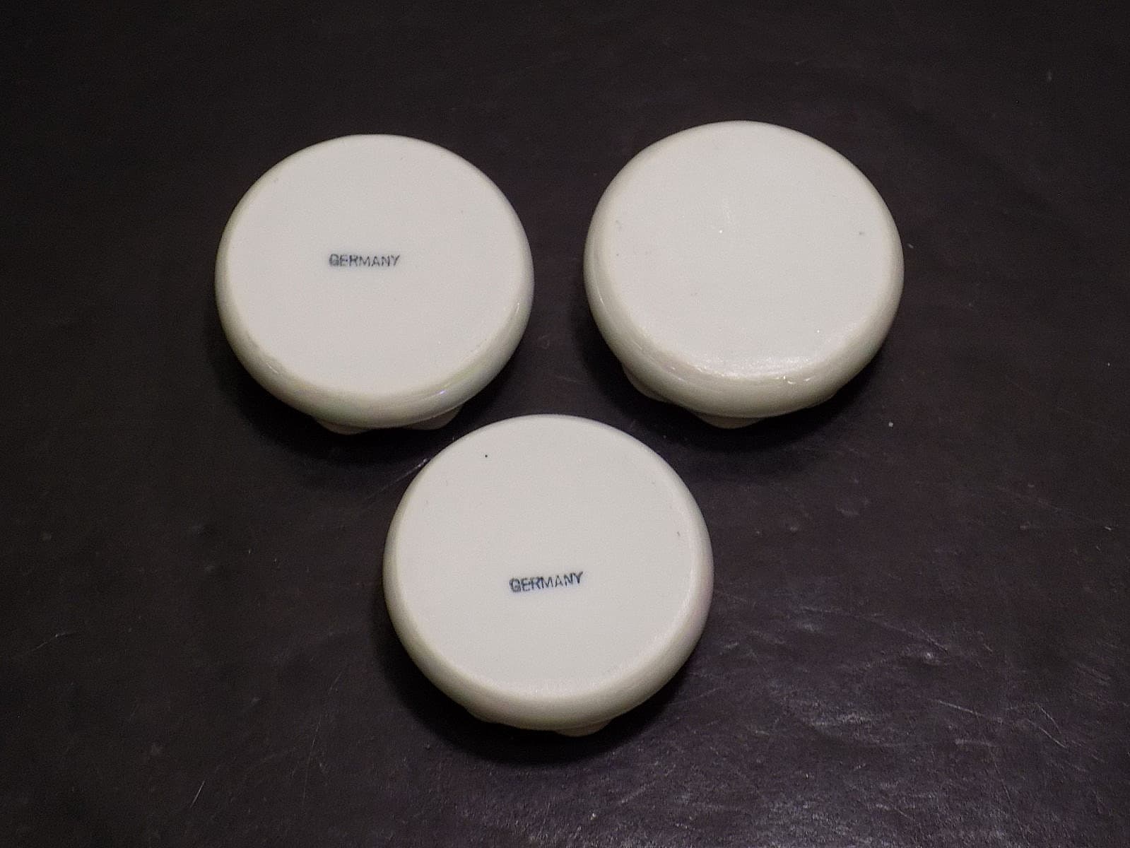 Set of 3 Germany Iridescent Pearl Finish Porcelain Open Salt Cellars 5