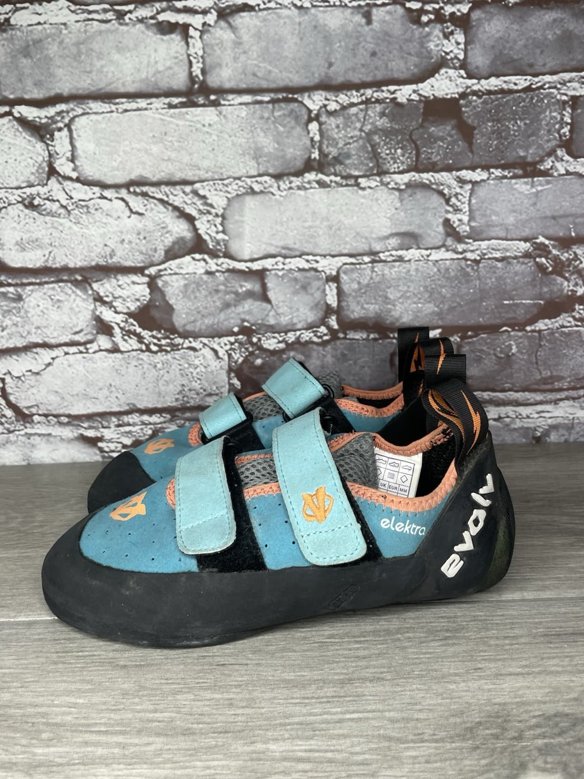 Evolv Elektra Shoes Blue Double Straps Blue Peach Rock Climbing Women 36EU/6M US 3