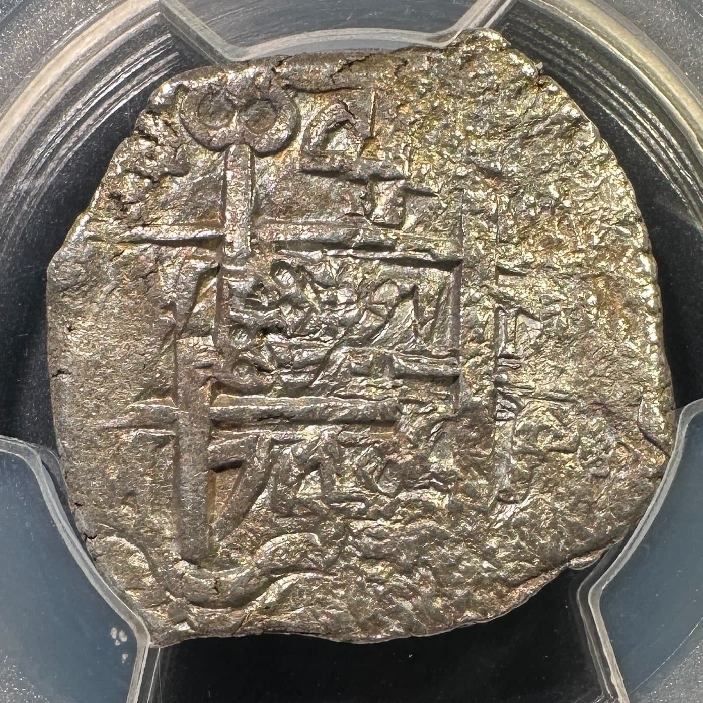 1740 Potosi Bolivia 4 Reales Cob Silver PCGS AU-50 Type Coin Double Struck 2