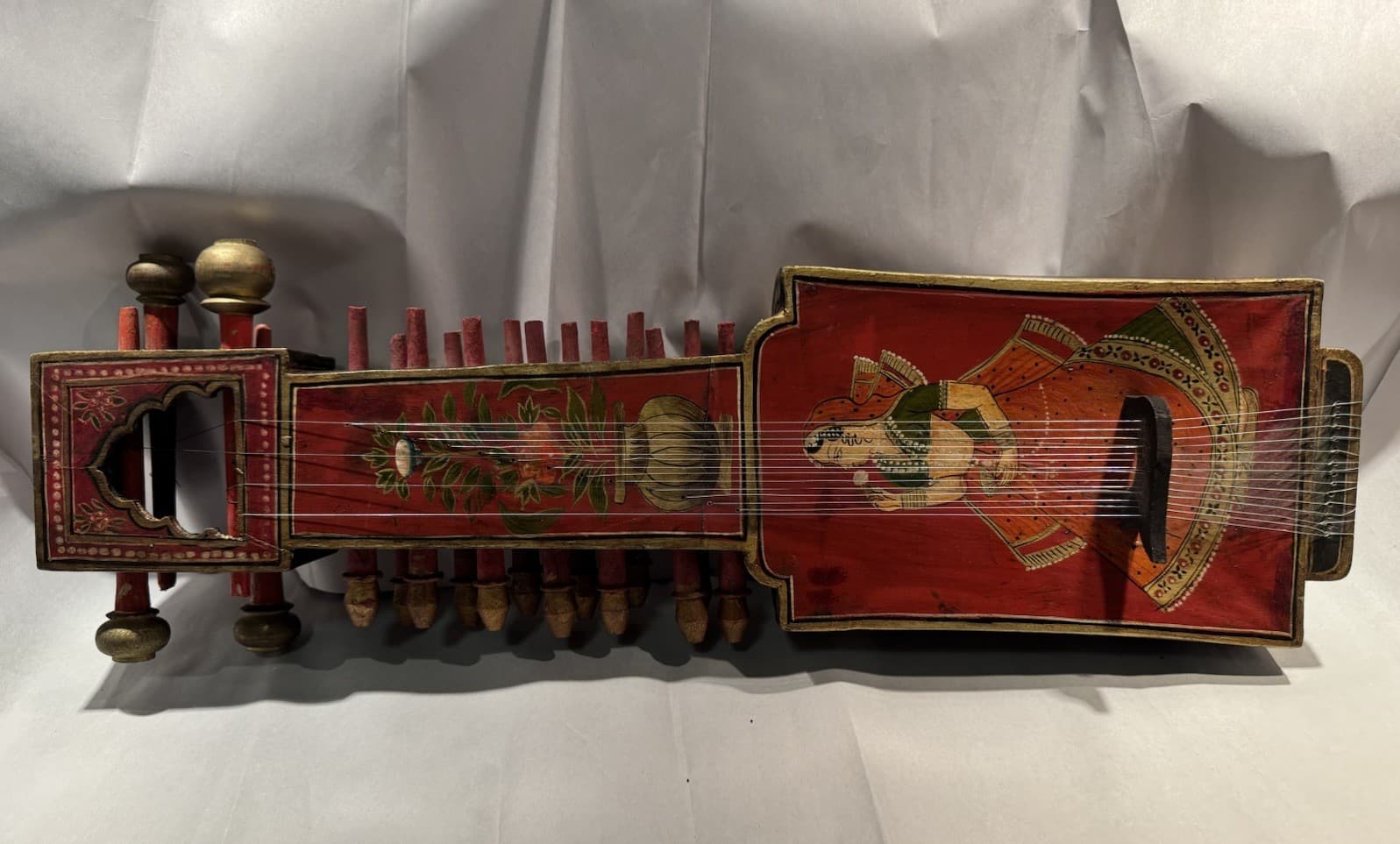 Antique Hand Painted Sindhi Sarangi Indian Rajasthani Instrument 2