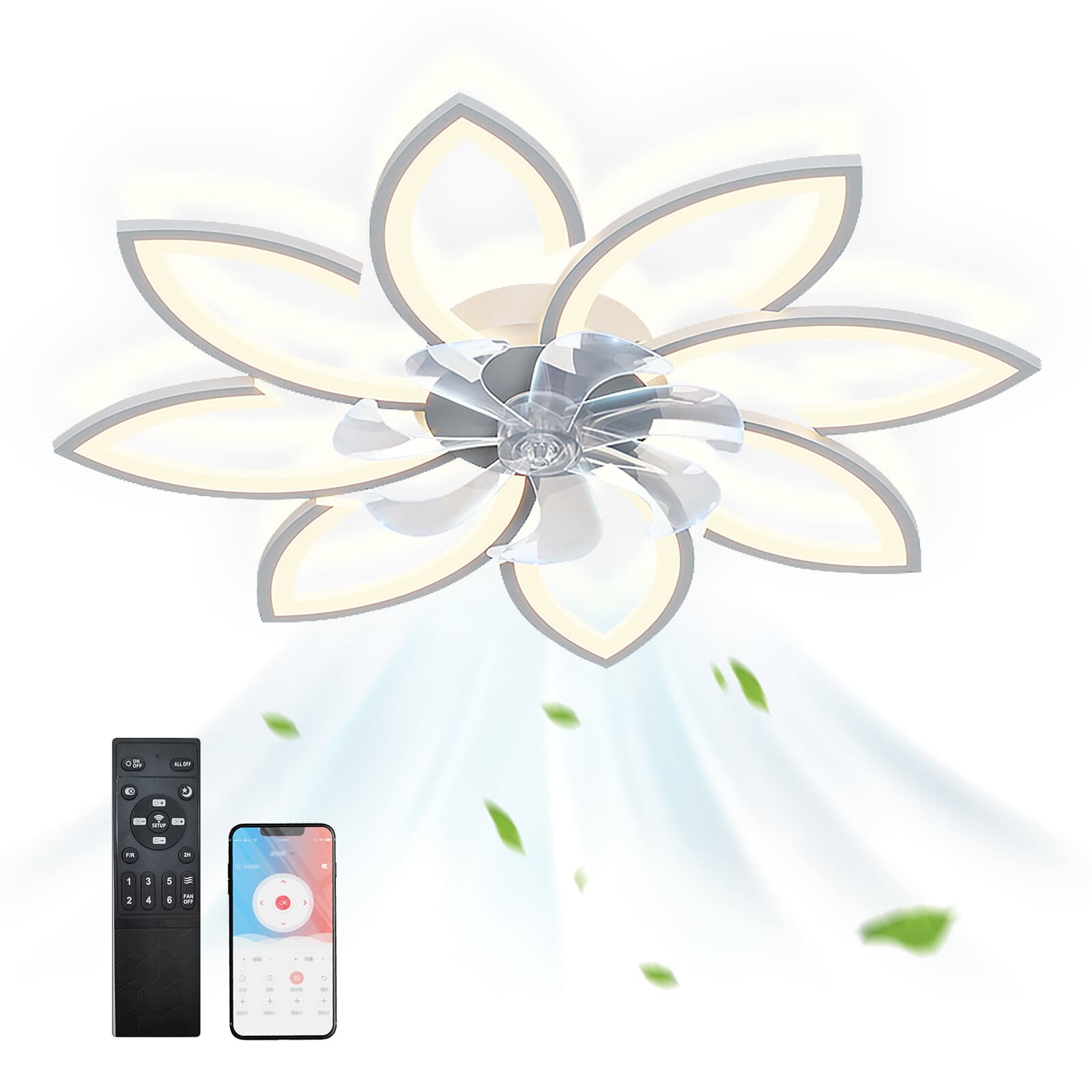 Ceiling Fans with Lights,Low Profile Ceiling Fan with Light and Remote Control 3