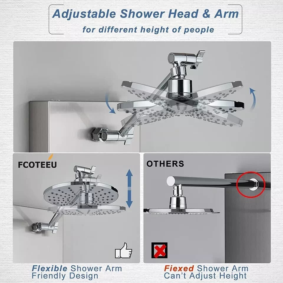 Shower Panel Tower System 8''Adjustable Rainfall Shower Head & Massage Body Jet 5