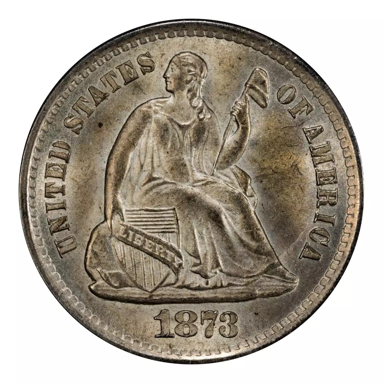 1873-S Seated Liberty Half Dime PCGS MS-64 CAC