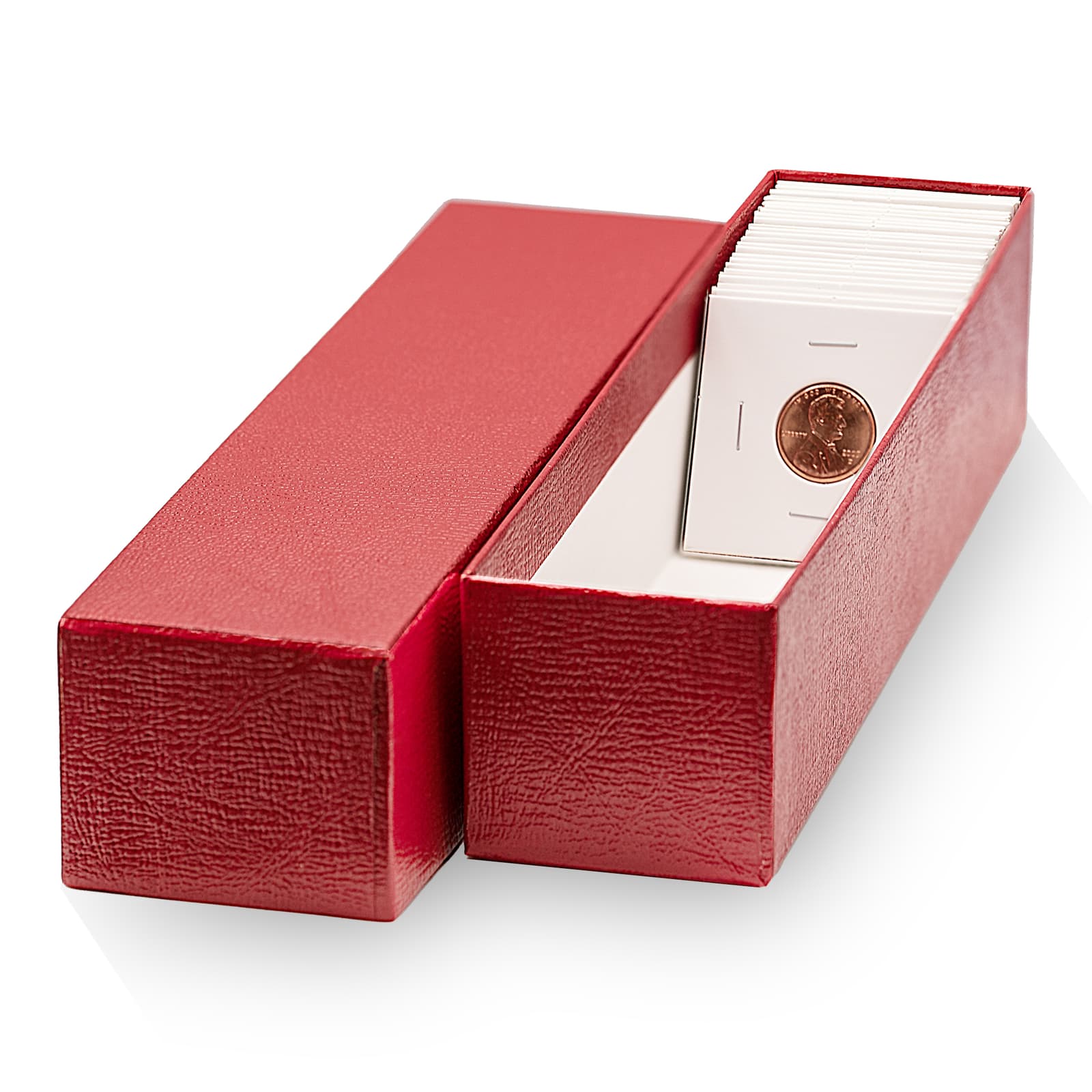 3 Coin Shield 9" Single Row Red Storage Box Flips Holder Boxes Premium 2x2x9 6