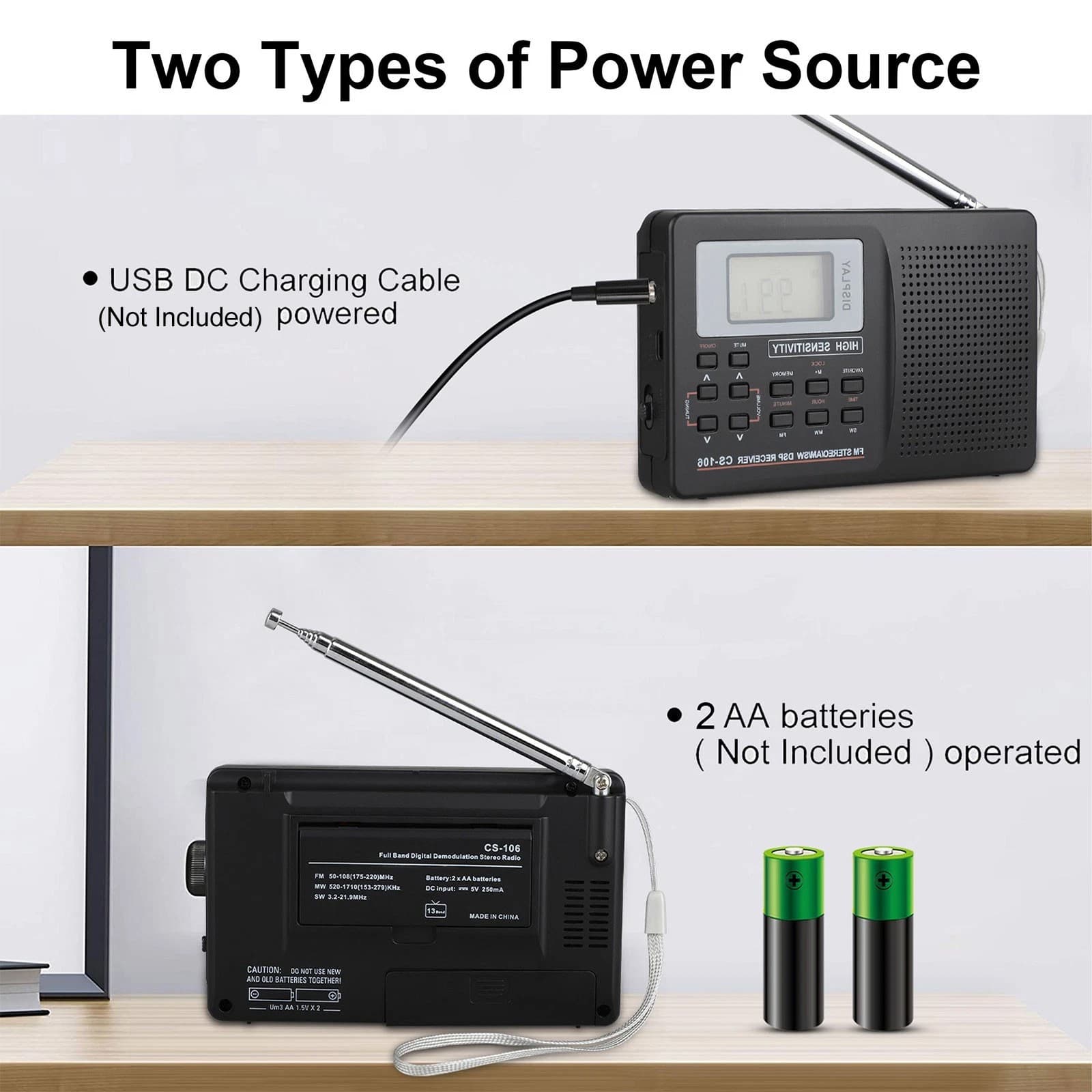 Portable Digital Full Frequency Radio AM/FM/SW/MW/LW Band Receiver w/ Headphones 6